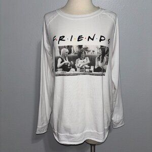Friends TV Show Women’s M Long Sleeve White Graphic Top Central Perk Scene Tee